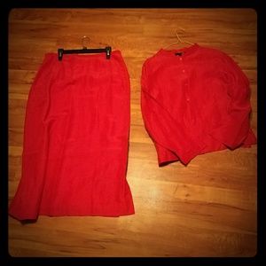 2 piece ruby red skirt and top